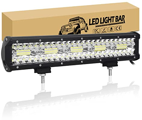 RIGIDON 8D Led Arbeitsscheinwerfer 15 Zoll 38 cm 300W Led Lichtleiste KFZ | Dreireihig Lichtbalken 12V 24V, Offroad Beleuchtung Lightbar für 4x4 Auto Traktor SUV LKW Fahrzeuge, Wasserdicht 6000K Weiß