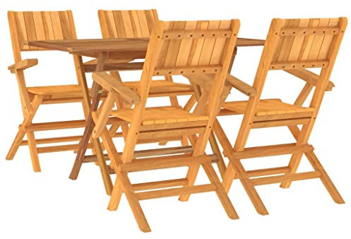 vidaXL Garten Essgruppe 5-TLG., Gartenmöbel Set Tisch 4 Stühle, Gartengarnitur Klappbar, Sitzgruppe Gartenset Sitzgarnitur, Massivholz Teak