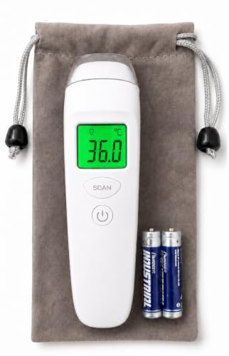 Behler Infraröd panntermometer - Beröringsfri febertermometer med 3-färgs LCD-skärm, snabb och noggrann mätning, automatisk avstängning - För bebisar, barn och vuxna