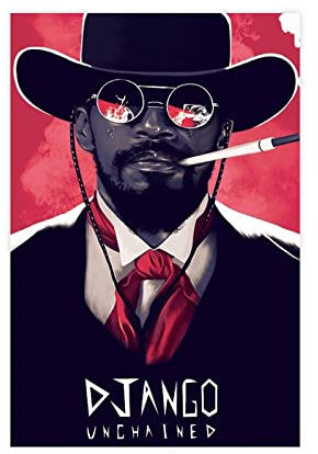 ETOMEY Django Unchained Filmposter, Leinwand-Poster, Wandkunst, Dekor, Bild, Gemälde für Wohnzimmer, Schlafzimmer, Dekoration, ungerahmt, 30 x 45 cm