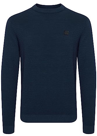 !Solid SDValencia Pullover Herren Strickpullover Feinstrick Pullover mit Rundhalsausschnitt und Struktur Strick, Größe:3XL, Farbe:Insignia Blue (194010)