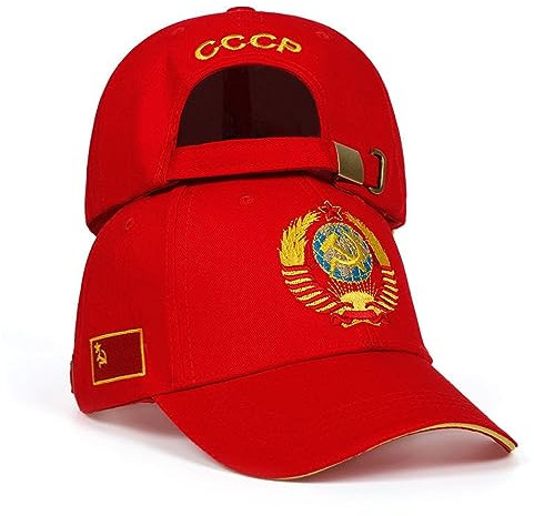 RYDLE Basecap Herren CCCP National Emblem Baseball Cap Baumwolle Snapback Caps Verstellbarer Sonnenhut Outdoor Visier Hüte,Rot,Einheitsgröße