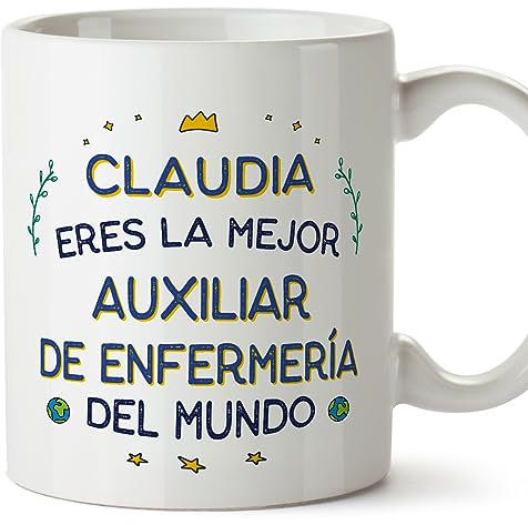 MUGFFINS Tazas Personalizadas para AUXILIAR DE ENFERMERÍA mujer - En Español - Mejor del Mundo - 11 oz / 330 ml - Regalo Personalizable original y divertido