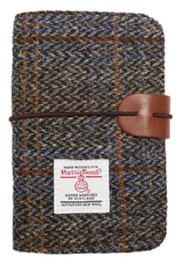 TAILORMAP Harris Tweed Notizbuch, klein, 80 Seiten, Bingder, 13,2 x 8,9 cm, Mini-Taschenformat, Braun