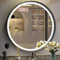 Hasipu 80 cm LED-Badezimmerspiegel mit Licht, rund, schwarzer Metallrahmen, Badezimmerspiegel für Schminktisch, beschlagfrei, dimmbar, 3 Farben, Make-up-Spiegel, Wandmontage