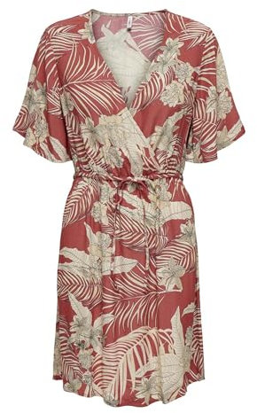 ONLY Damen Onlpalina Life 2/4 Wrap Dress Ptm Wickelkleid, Rot, XS EU