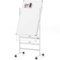 SFAREST Double Sided Magnetic Whiteboard, Height Adjustable Flip-Up Dry Erase Board with Black Markers, Eraser, Magnets & Marker Tray, Mobile Standing White Board for Home Office (White, 100 x 60cm)