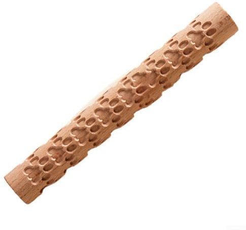 Mattarello in legno goffrato, con motivo floreale inciso, strumento fai da te 3D rullo in legno per impastare biscotti decorativi (stampa a artigli)
