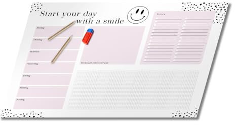 PRIMUS PRINT - Design Schreibtischunterlage Papier - DIN A2 Unterlage Schreibtisch - Abreißblock - 80g Dickes Naturpapier - Stabiler Papprücken - 25 Blatt - [ Motiv: Smilie ohne Fußleiste ]