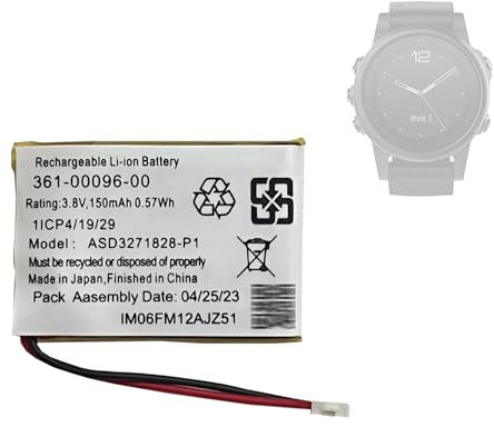 HIGHAKKU Batterie de rechange 361-00096-00 compatible avec Fenix5s GPS 361-00096-00 Sport Training Watch 3