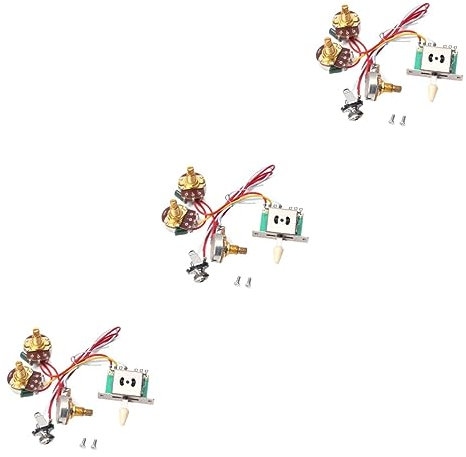 HEMOTON 3 Sets Toggle Switch Kit for Electric Guitar Wiring Harness 1t1v 5-way Switch Volume and Tone Pot 250k