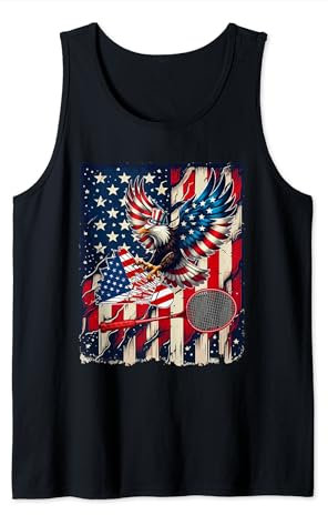 4. Juli Adler-Kostüm Badmintonspieler-Liebhaber, stolze Flagge Tank Top