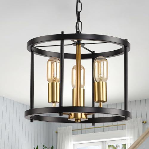 Ganeed Bauernhaus Lampe Laterne Deckenleuchte Antiker Stil Hängende Kronleuchter Leuchten Hoch Verstellbar Für Esstisch Küche Insel E27 Schwarz 3 Lichter