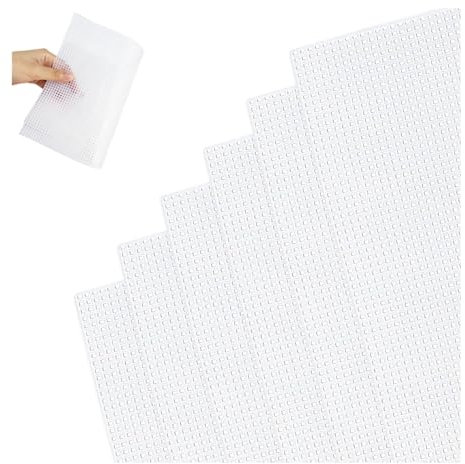 Ceihwa 6pcs Plastic Canvas Sheets Weiß Mesh Plastikgitter für Taschen Lochplatte Kunststoffgittergewebe Kunststoff Kreuzstich Stramin zum Sticken Canvas Cross Stitch Meshstoff Leinwand zum Knüpfen