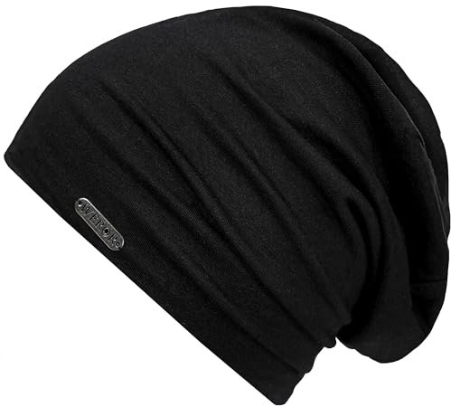 WEROR Herren Damen Beanie Mütze Strickmütze Longbeanie Slouch WEROR-443.1 (Einheitsgröße, Schwarz)