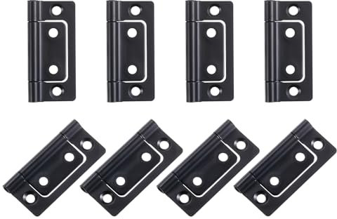 sourcing map 8Pcs 2x1 Inch Door Hinges Non-Mortise No Noise Bifold Door Hinges Plating for Cabinet Furniture Window Wardrobe, Black