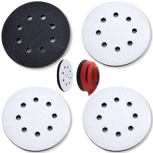 TTYSHIP® 4 Pezzi Platorello Levigatrice, Platorello Levigatrice Orbitale in Spugna, Platorello Morbido per Levigatura, Tampone di Ricambio per Levigatrice (125mm, 8 Fori)