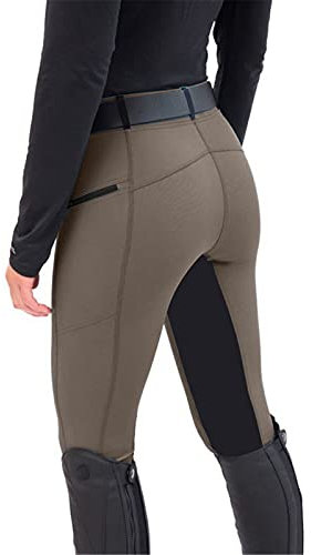 Nidddiv Leggings de equitación para mujer, pantalones de equitación, de silicona, con bolsillo con cremallera, pantalones deportivos de cintura alta, pantalones elásticos de yodo para equitación,