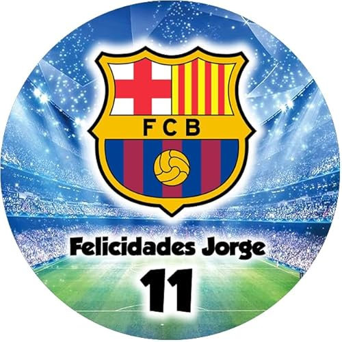 OBLEA de BARCELONA, FC, futbol Redonda personalizada para Pastel o Tarta, Papel Comestible Decoracion Cumpleaños, Obleas Comestibles Torta Redondo - Vegano y Sin GLuten