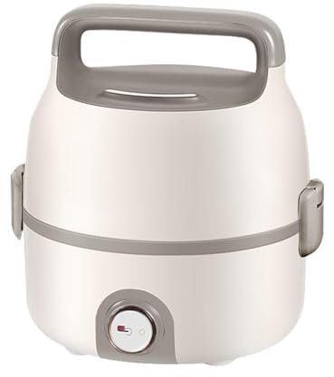 Electric Lunch Box Food Heater with 2 Compartments 200W Leakproof Portable Food Warmer Lunch Box for Adults Home Office Work, Self Heating Lunch Box with 1.3L Removable 304 Stainless Steel Container