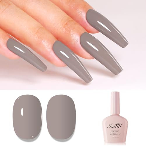 Imtiti Brown Gel Nail Polish, Greyish Brown Gel Polish High Gloss Soak Off UV LED Nail Gel Polish Autumn Winter Gel Polish Nail Art Manicure Salon Design Gel Nail Set 10ML