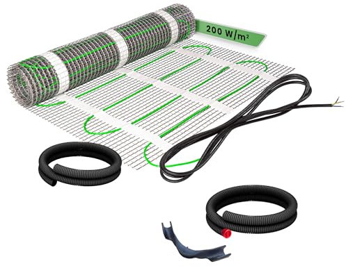 EH Expert EcoPRO Heizmatten Set | 200 W/m² | 2,5 m² | Elektrische Fußbodenheizung - für Fliesen, Naturstein, Teppich, Vinyl und Laminat, inkl. Installationsmaterial, Ohne Thermostat