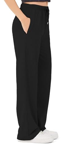 ROSS CAMP Jogginghose Damen - Baumwolle Sporthose Lang, Traininghose Laufhosen Bequeme Jogger, Sweatpants Weites Bein mit elastischem Bund Yogahose - Sch M