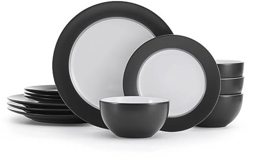 ZHCHAO Service de vaisselle 12 pièces Home Bol et vaisselle Set Vaisselle carrée Décoration de table