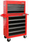 Excel 5 Drawers Tool Chest Storage Roller Cabinet with 9 Drawer Top Chest & Tool Tray Black and Red - Metal Tool Chest with Drawers, Wheel, Handle, Lockable Tool Box Trolley for Garage Workshop