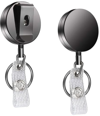 Portachiavi Retrattile Estensibile,2 Pezzi Portachiavi Retrattile Filo Acciaio,Clip a Bobina,Porta Chiavi Allungabile Resistente,Cavo Retrattile per Chiavi per Carte D'identità,Porta Badge,Chiavi
