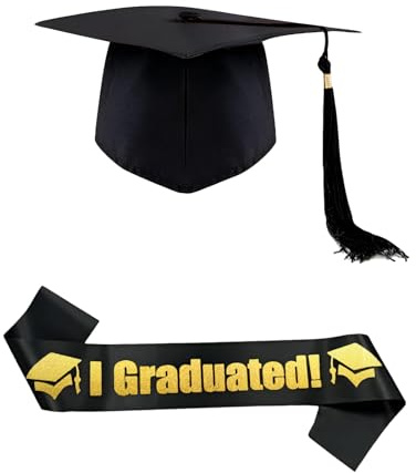 Xbessc Bachelor Hut Schärpe Doktorhut Schwarz Abschluss Hut mit Quasten Bachelor Master Uni Akademiker Absolventenhut Graduation Cap für Abschlussfeiern Vom Studium Universität Hochschule Abitur