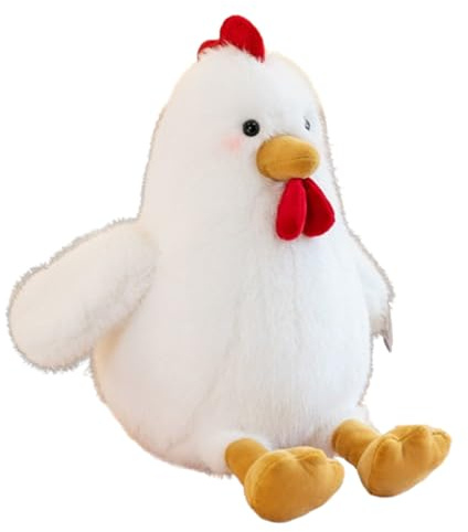 AQCQDQ Huhn Plüschtier,Huhn Kuscheltier Riesen Henne Stofftier,Simuliertes Tier Huhn Kuscheltier,Lustige Stofftier Plüschtiere,Ostern Kreative Geschenke für Kinder Jungen Mädchen (30 cm,Weiß)