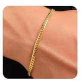 Esrael 925 Sterling Silver Bracelet for Men, Mens Gold Bracelets 3mm Cuban Chain Bracelets Mens Bracelet Jewellery Gifts for Him