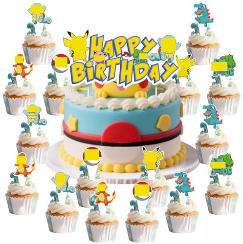 25 Stück Tortendeko,Cake Topper Geburtstag, Muffin Deko, Deko Topper Set für Geburtstag Party(Stil 3)