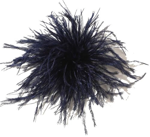 Feder BroscheFlauschige Straußenfeder Brosche Braut Hochzeit Party Weihnachten Kleid Up Corsage Pin Hut Zubehör für Frauen Hochzeitsfeier Tanz Bankett Kleid Kleidungsaccessoires,Marineblau