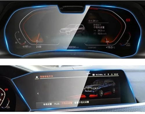 JZsmsai Coche Protector Pantalla para BMW X5 X6 X7 G05 G06 G07 2019-2022, Película de Vidrio Templado antirayaduras HD para Pantalla de navegación y Tablero