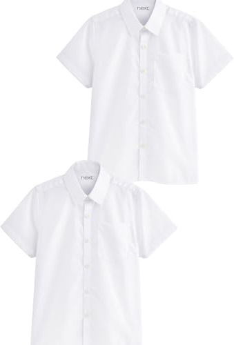 NEXT Jungen Kurzarmhemden, 2er-Pack Weiß 140