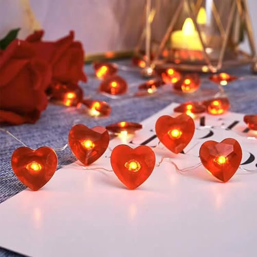 ENLACE LED Lichterkette Herzen, 2M 20 LED Herzförmige Lichterkette Batterie, Lichterketten Herzen Innen, Herz Fairy Lights für Valentinstag, Hochzeit, Jahrestage, Party Deko