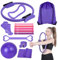 13 Teiliges Pilates Ring Kreis Set: Pilates Set mit 38cm Pilates Ring 25cm Yoga Ball und Widerstandsbänder - Home Gym Equipment für Frauen (Purple)