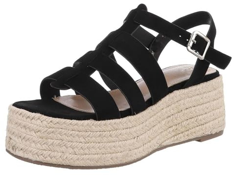 Ital Design Damen Sandalen mit Keilabsatz, eckige Spitze, Schwarz, Gr. 39