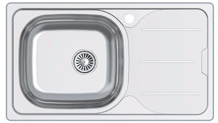 CATA Fregadero CDS-1 ED/A Cubeta Cuadrada Escurridor Instalación Mueble 45 CM Base Fondo Absorbente Acero Inoxidable Válvula Canasta Acabado Inox