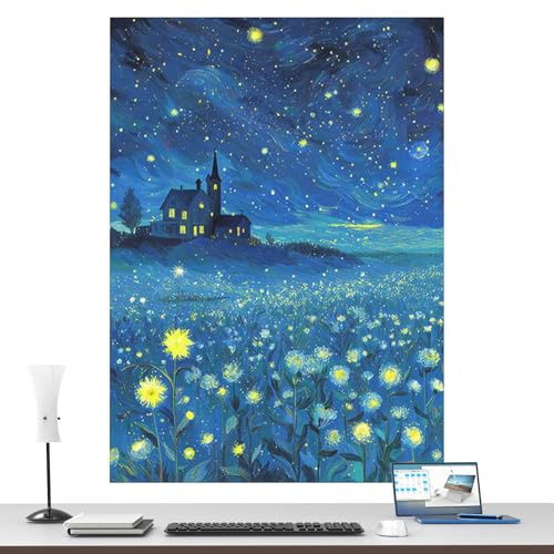 Ofcwoa Puzzle Mit 1000 Teilen Für Erwachsene | 70 x 51 cm 1000 Teile Romantisches Glitzer-Spielzeug | Sternennacht Puzzle,Für Kinder Erwachsene Büro Schule Zuhause Tischdekoration Feier Alltag