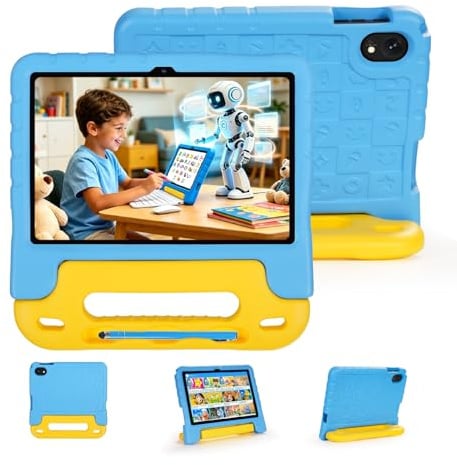 SUMTAB Tablet Bambini 10 Pollici, Android 15 Tablet Educativo con Processore Octa-Core per Gaming, 30GB RAM 128GB ROM Espandibile TF 2TB, 5G e WiFi 6, Penna Stilo Inclusa e Custodia Antiurto Blu