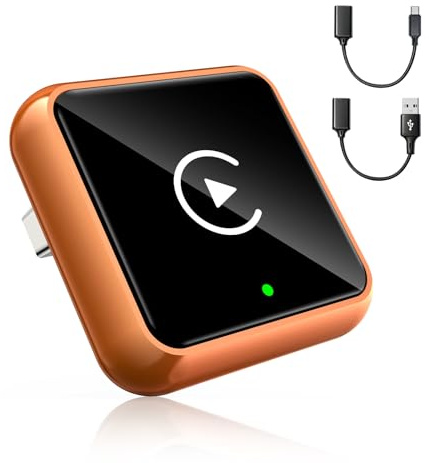 TOREONET W2 Wireless CarPlay Adapter UK, Convert Wired to Wireless CarPlay, Plug and Play with USB/Type-C, Compatible with iOS 10+ and Vehicles from 2016 (Cosmic Orange)