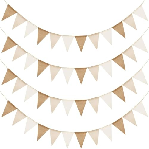 Wimpelkette Outdoor 4 Stück 16M Girlande Geburtstag Boho Deko aus Stoff Wiederverwendbare Party Deko Home Decoration für Garten Hochzeit
