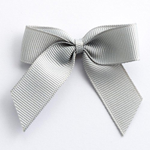 Italian Options Grosgrain Ribbon Bows Self Adhesive 12-Piece Pack, 5 cm Bow Width, Silver