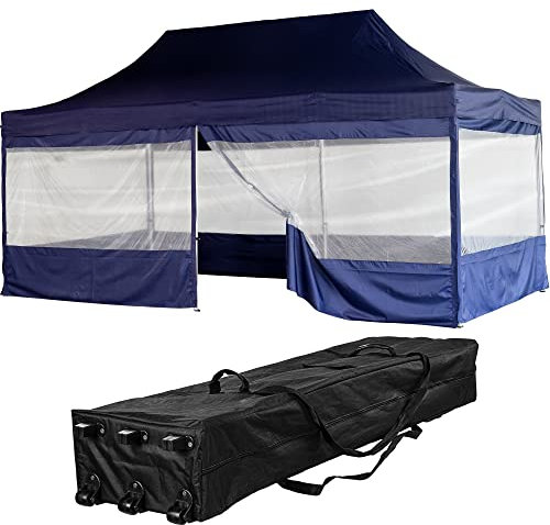 INSTENT Alu-Pavillon 3 x 6 m Pro 4 Seitenteile wasserdicht UV-Schutz 50+, blau