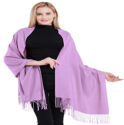 CJ Apparel Lila 100% Kaschmir Zweilagige Schals Pashmina Handgemacht in Nepal Schultertuch Schal Umschlagtuch NEU