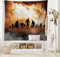 ABAKUHAUS Halloween Wandteppich, Zombies Misty aus Weiches Mikrofaser Stoff Waschbar ohne Verblassen Digitaldruck, 150 x 110 cm, Schwarz Orange