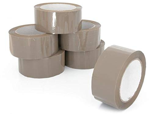 6 Rouleaux adhésif emballage silencieux Marron havane ou transparent 48 mm x 100 mètres rouleau Adhésif polypropylène (pp) silencieux de 35 microns(marron)